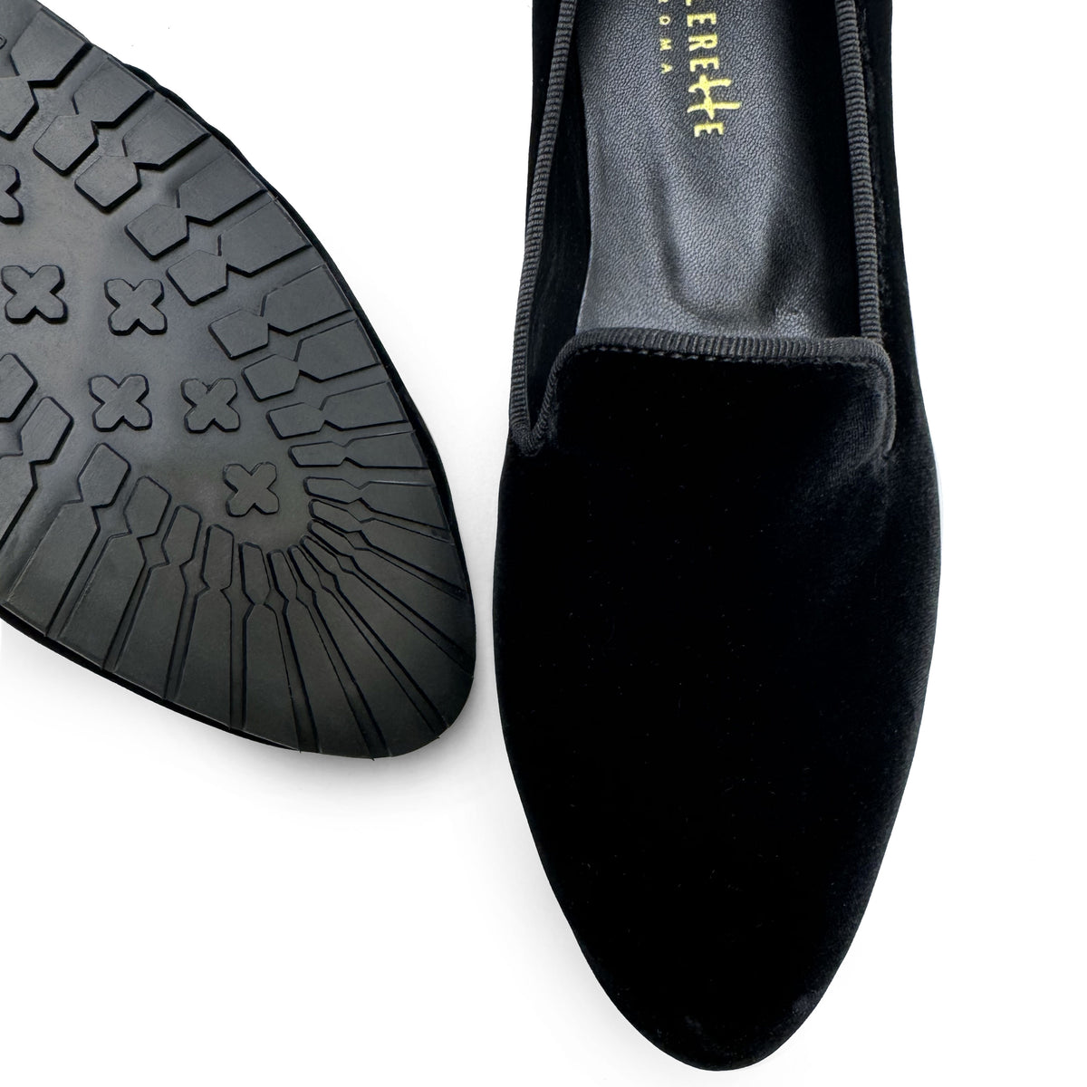 Slippers femme en velours noir