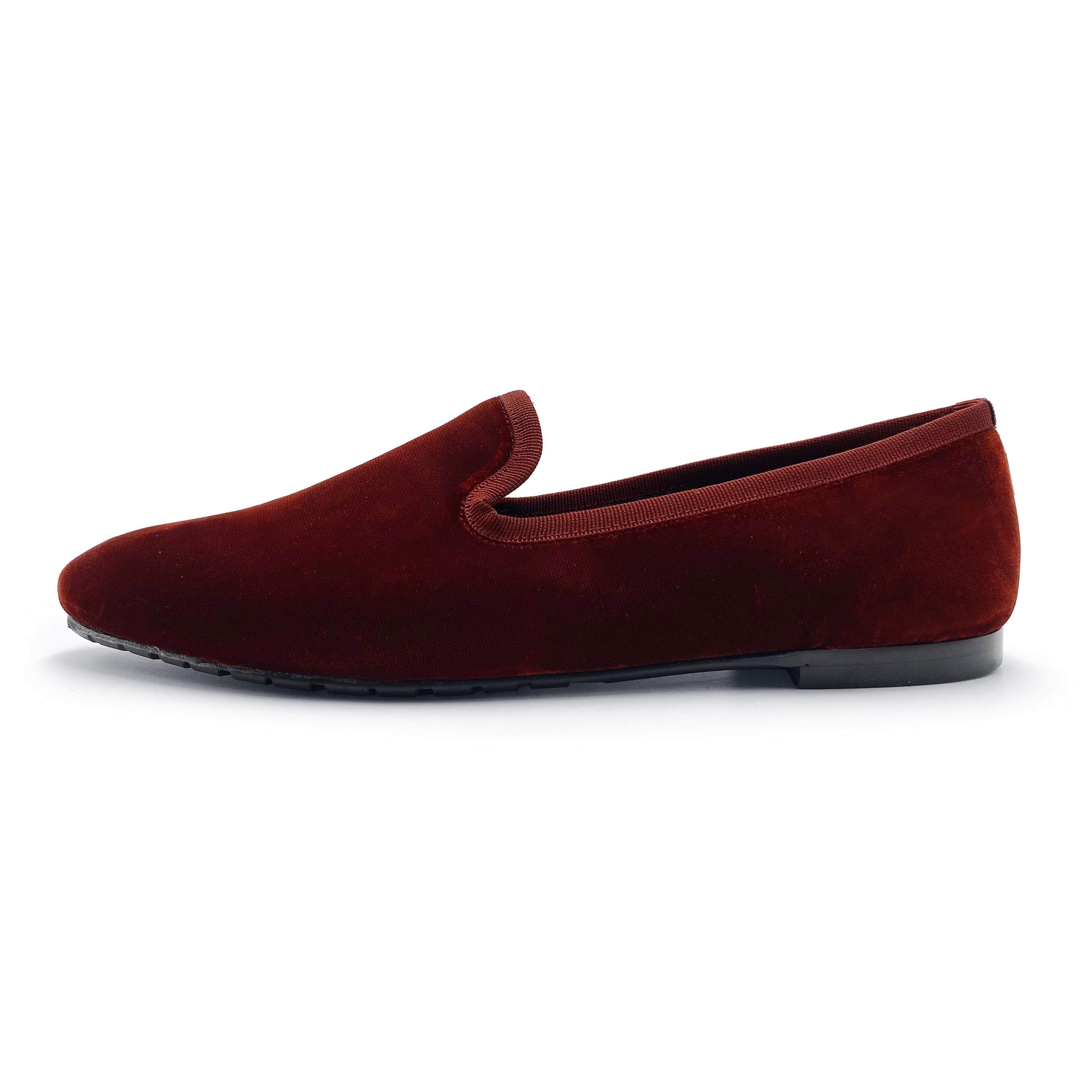 Slippers da donna ruggine in velluto