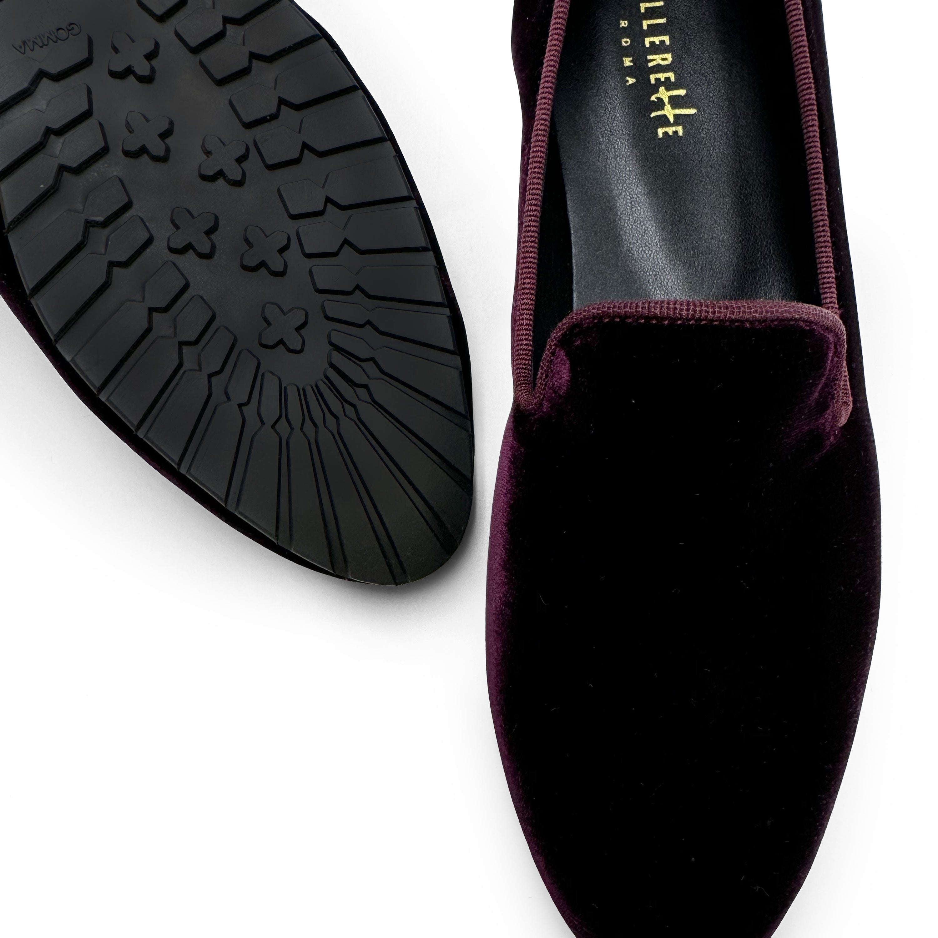 Slippers da donna bordeaux in velluto