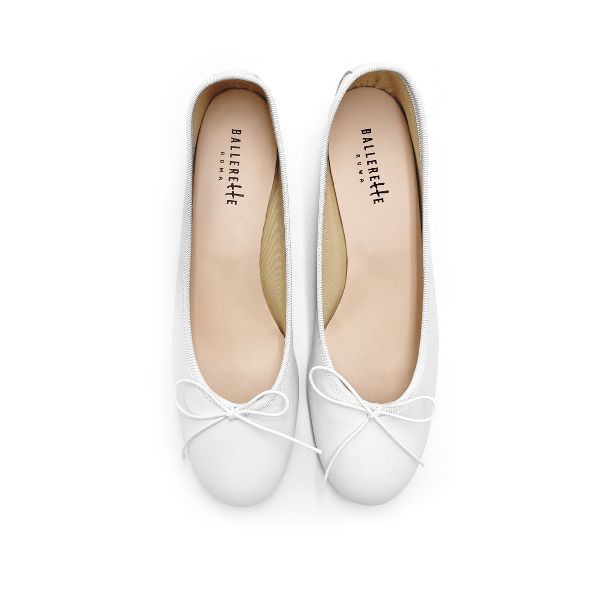 Ballerine in pelle bianca con tacco alto