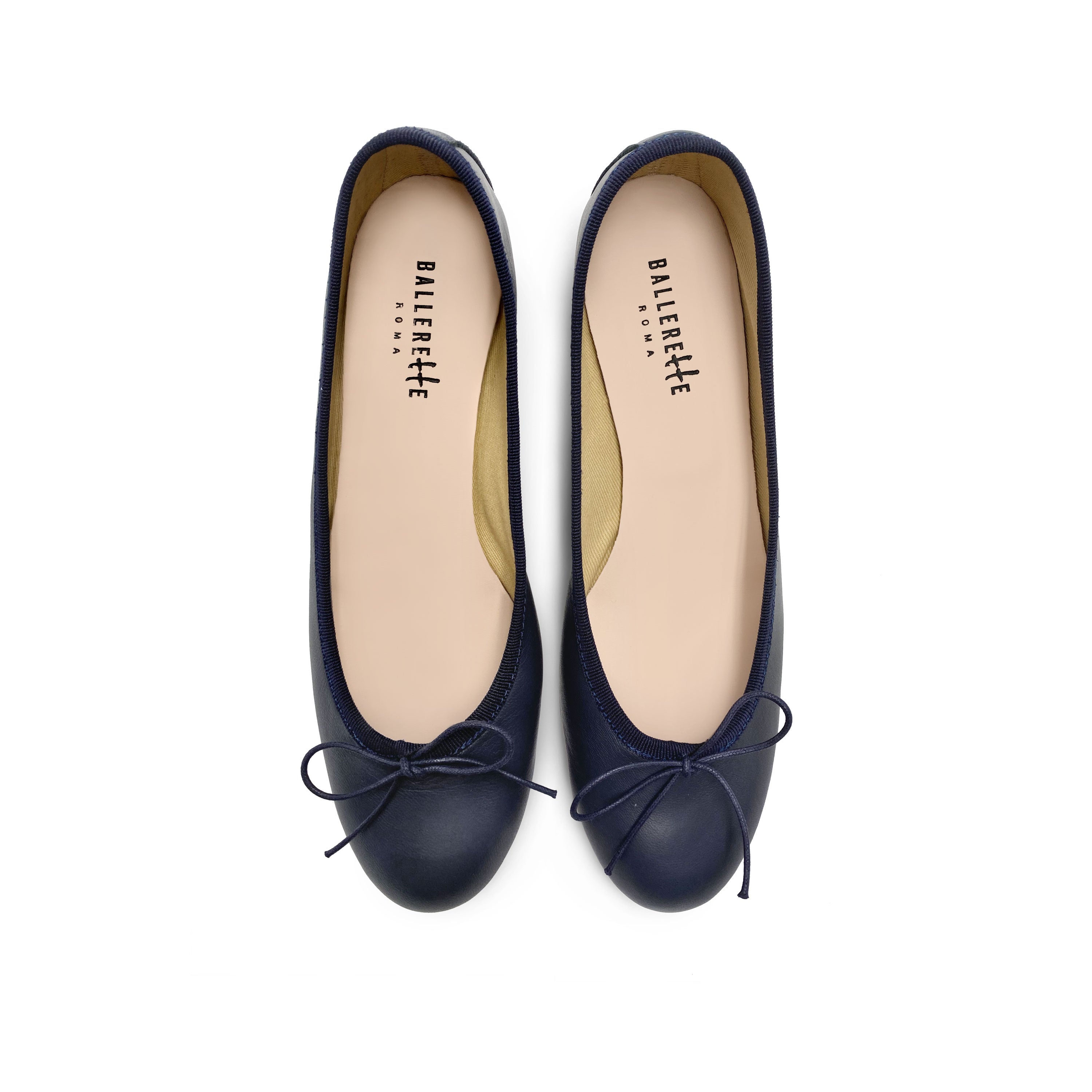 Ballerine in pelle blu con tacco alto