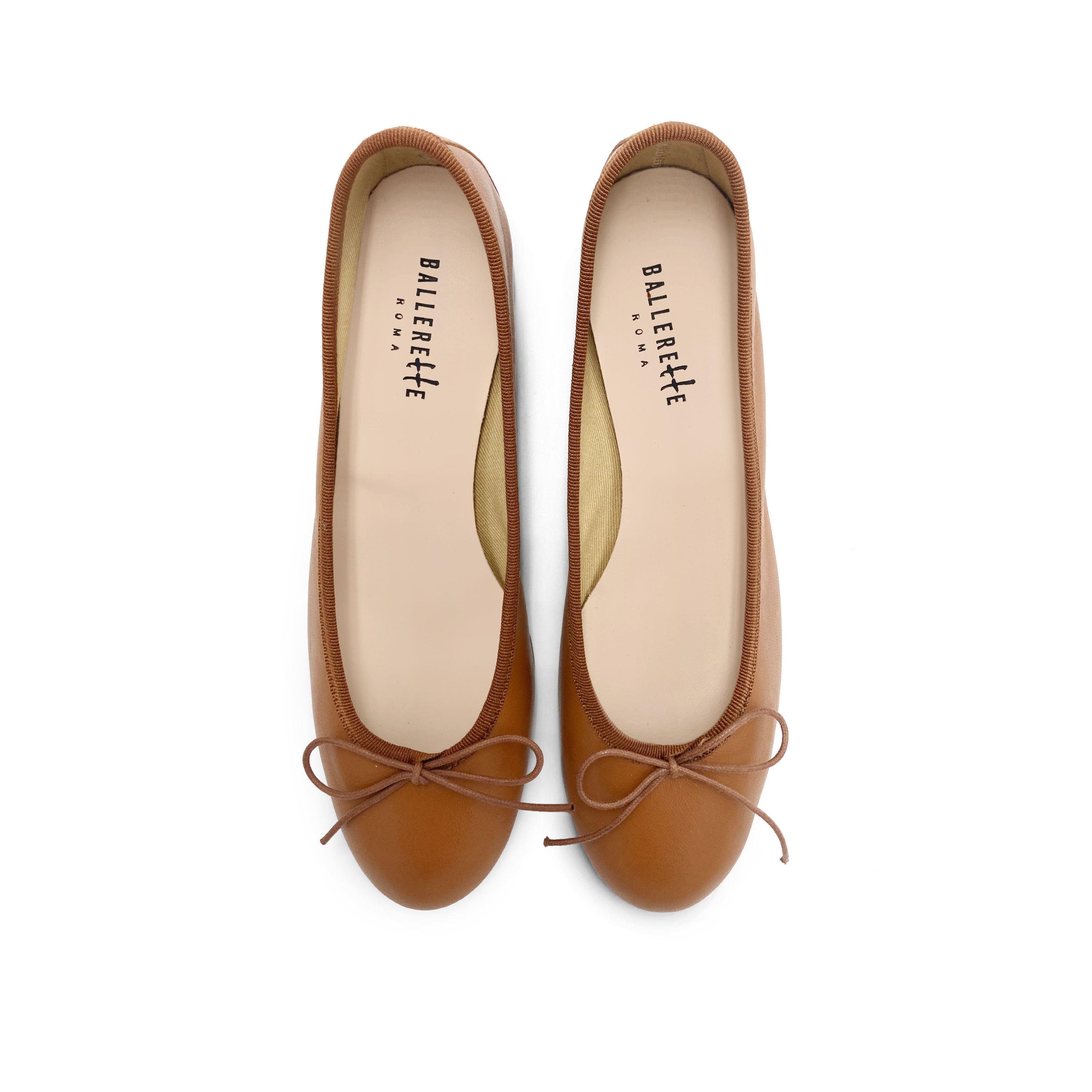 Ballerine in pelle cuoio con tacco alto