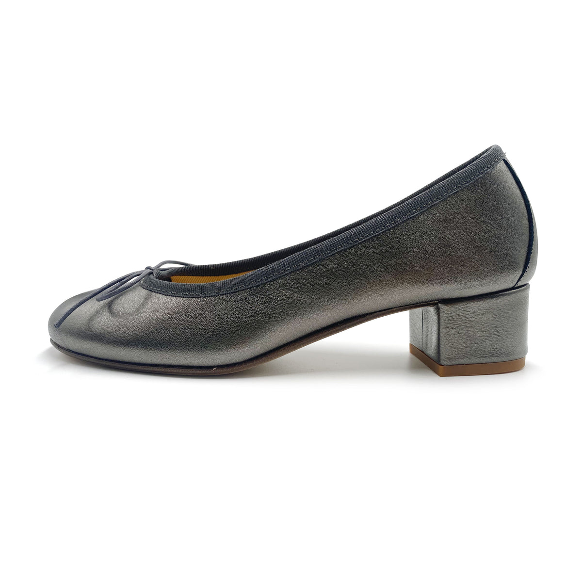 Ballerines en cuir laminé acier à talon haut