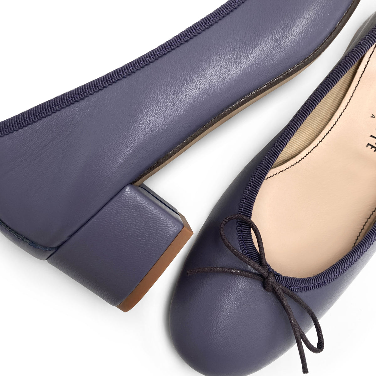Wine leather ballet flats with heel