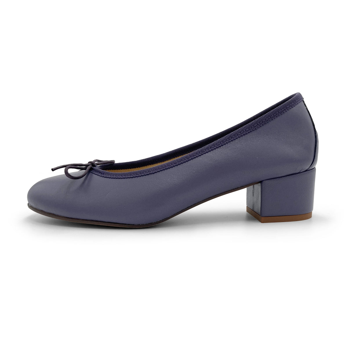 Wine leather ballet flats with heel