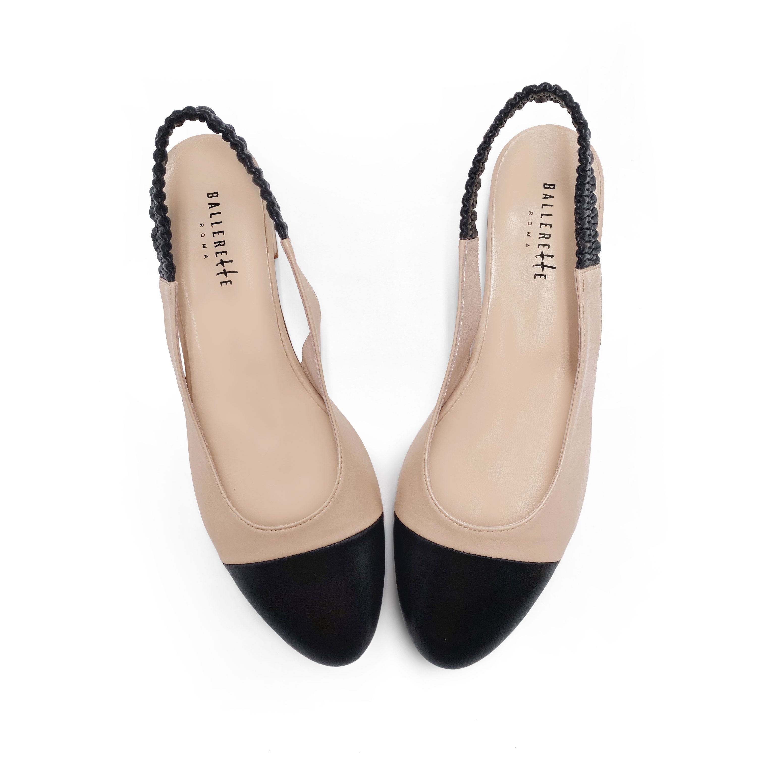 Ballerine slingback in pelle cipria e nere