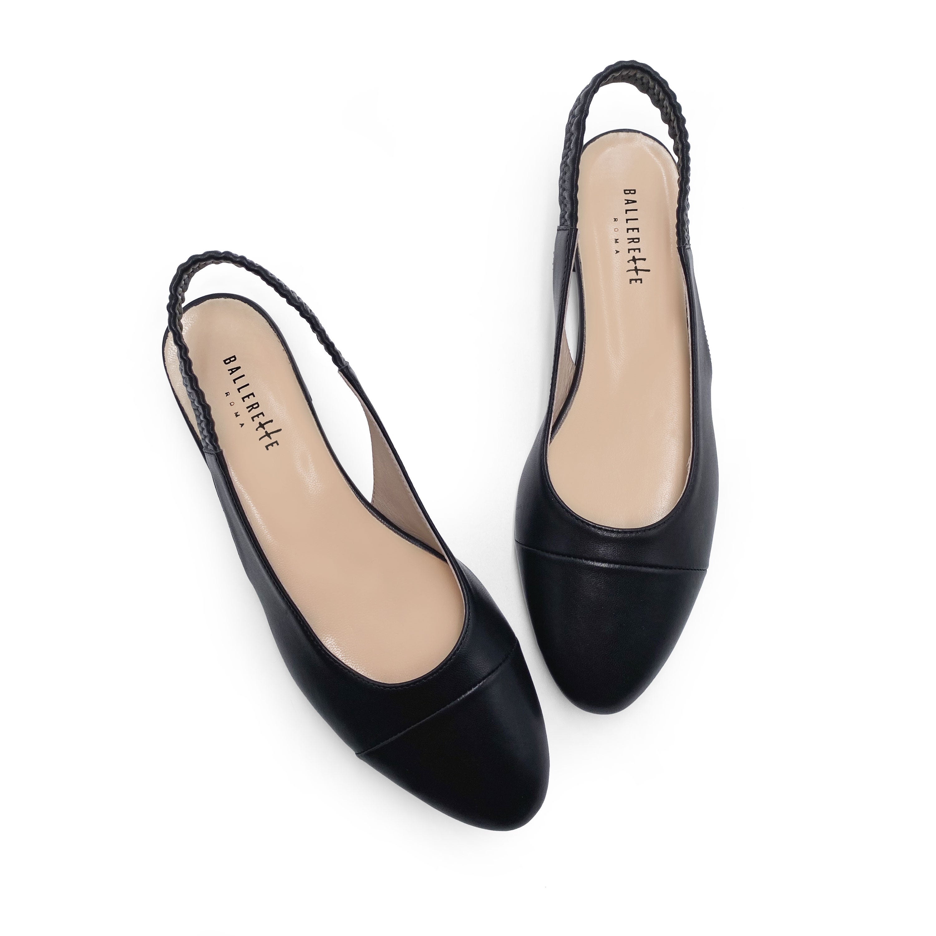 Ballerine slingback in pelle nera