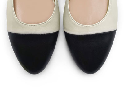 Ballerine slingback in pelle avorio e nere