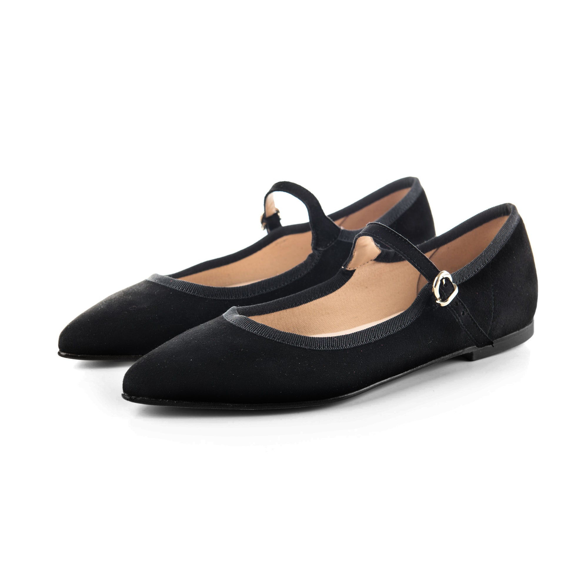 Ballerine nere a punta con cinturino