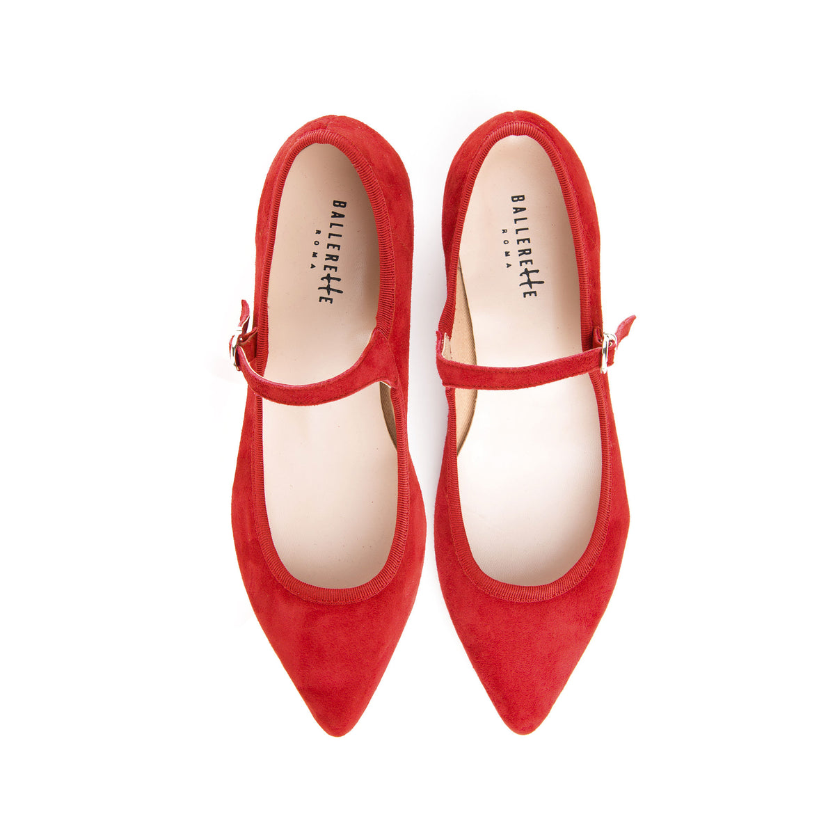 Ballerine rosse a punta con cinturino