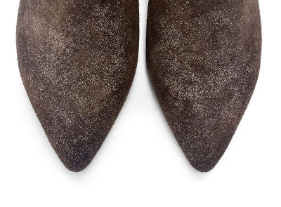 Bottines à talon intérieur en daim pailleté marron foncé