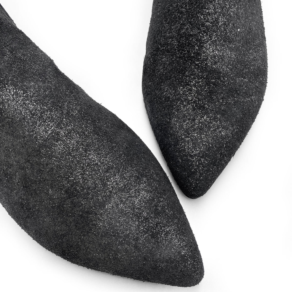 Bottines à talon intérieur en daim pailleté noir