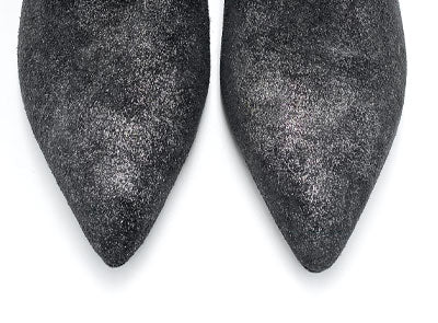 Bottines à talon intérieur en daim pailleté noir