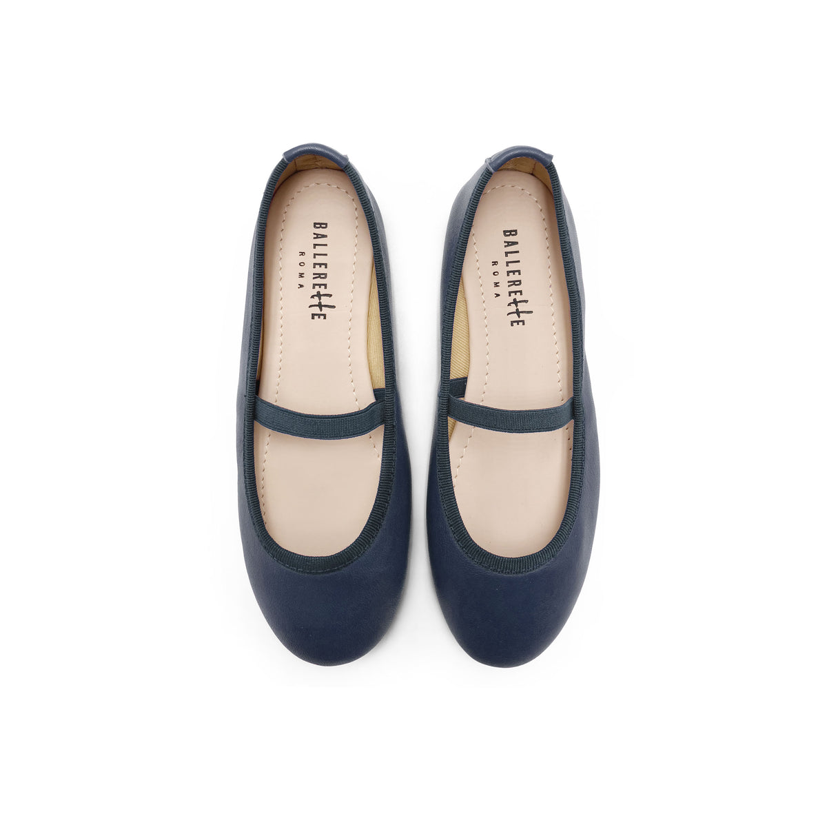 Ballerine bambina blu in pelle con elastico