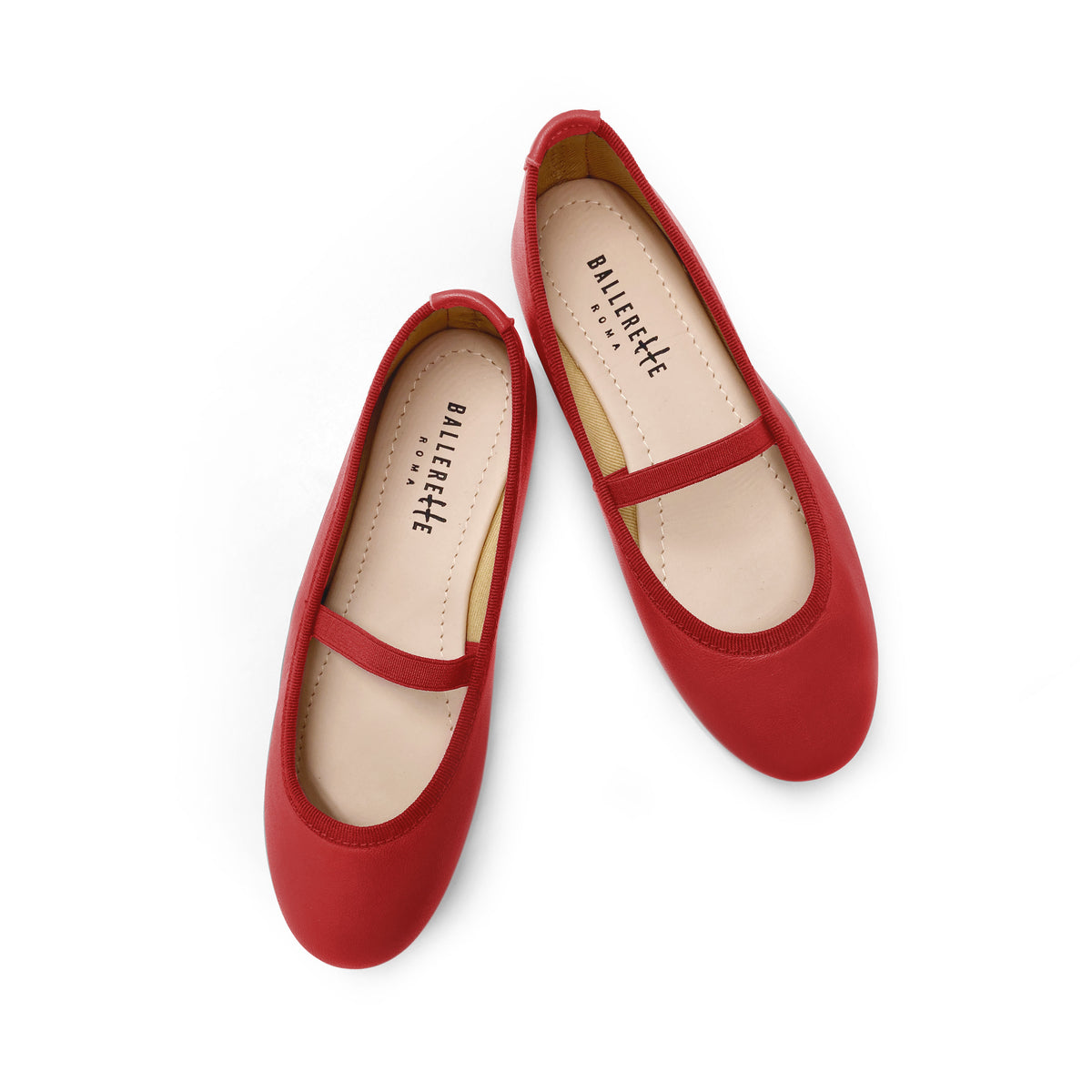 Rote Lederballerinas für Mädchen mit Gummizug