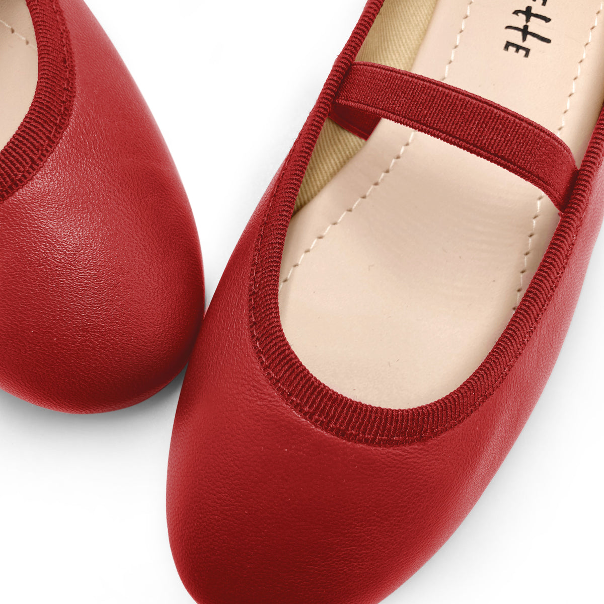 Ballerine bambina rosse in pelle con elastico