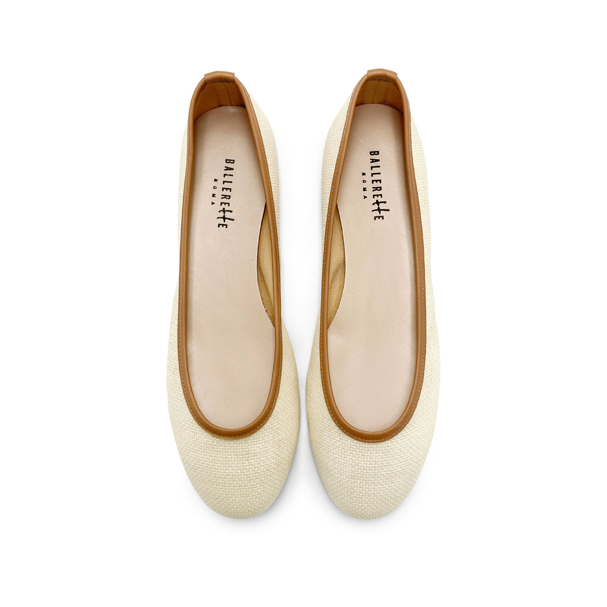 Beige summer raffia ballet flats