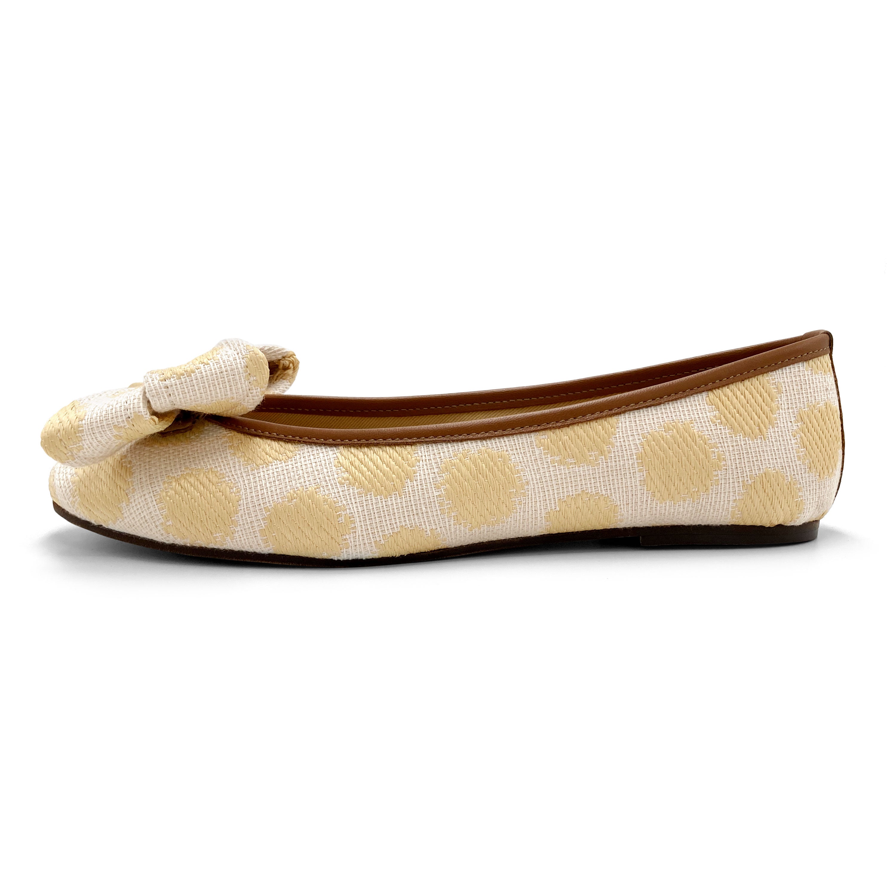 Ballerines d'été en raphia à pois avec nœud