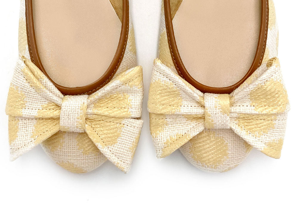 Ballerine estive in rafia a pois con fiocco