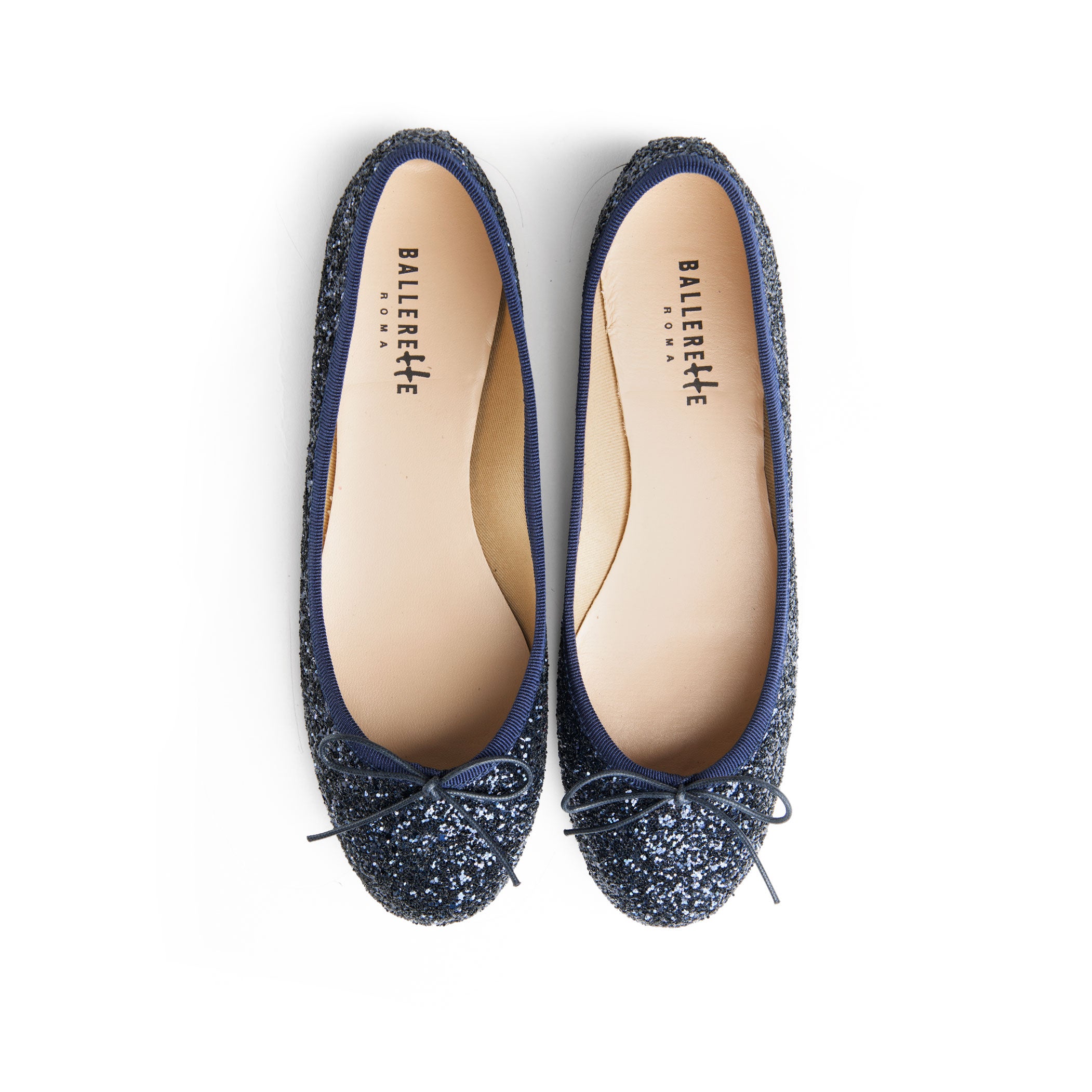 Blaue Glitzer-Ballerinas