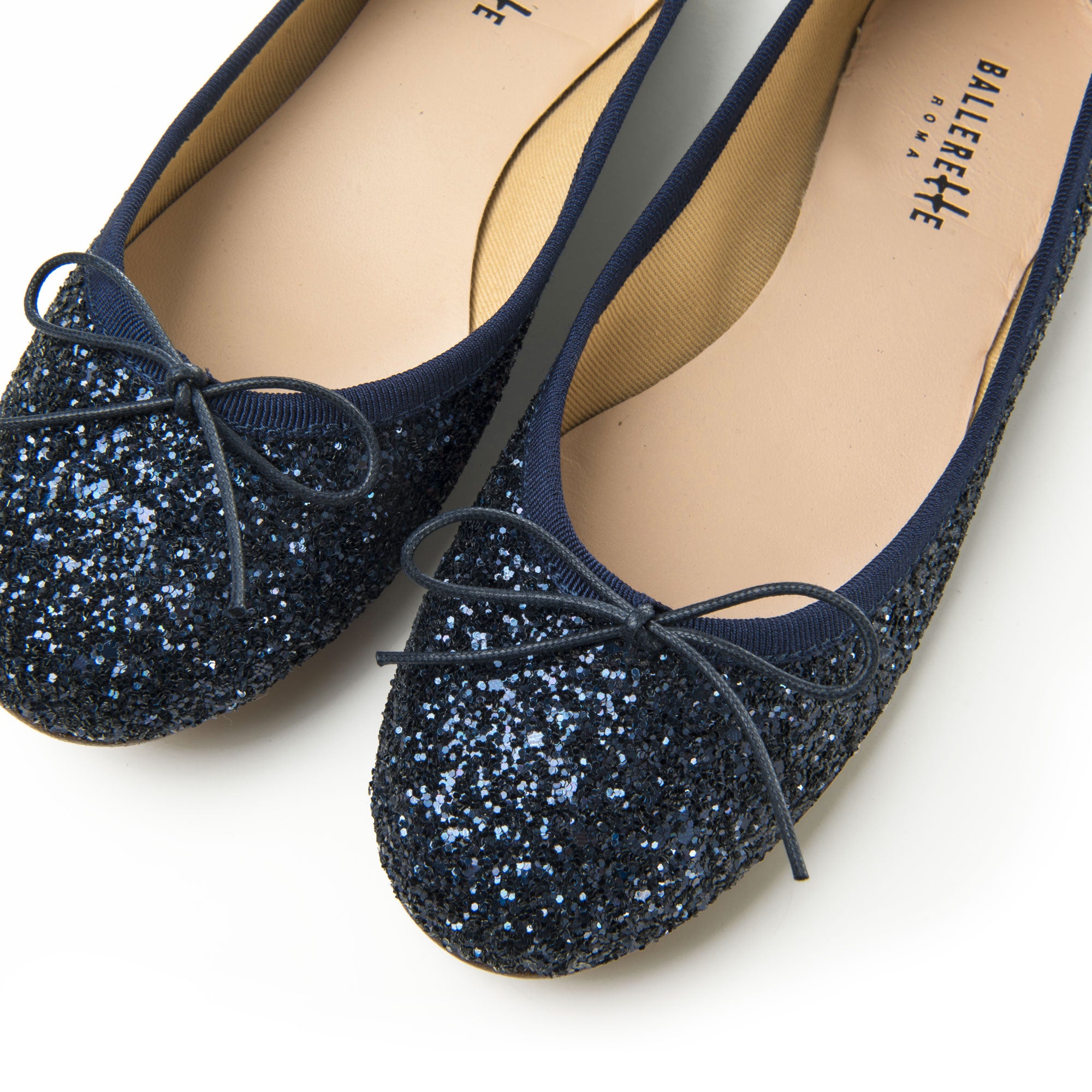 Blue glitter ballet flats