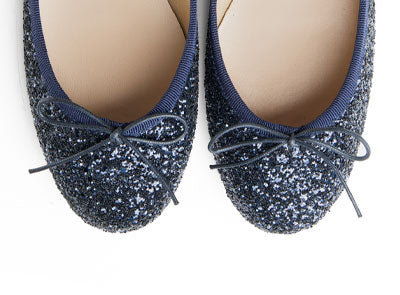 Blue glitter ballet flats