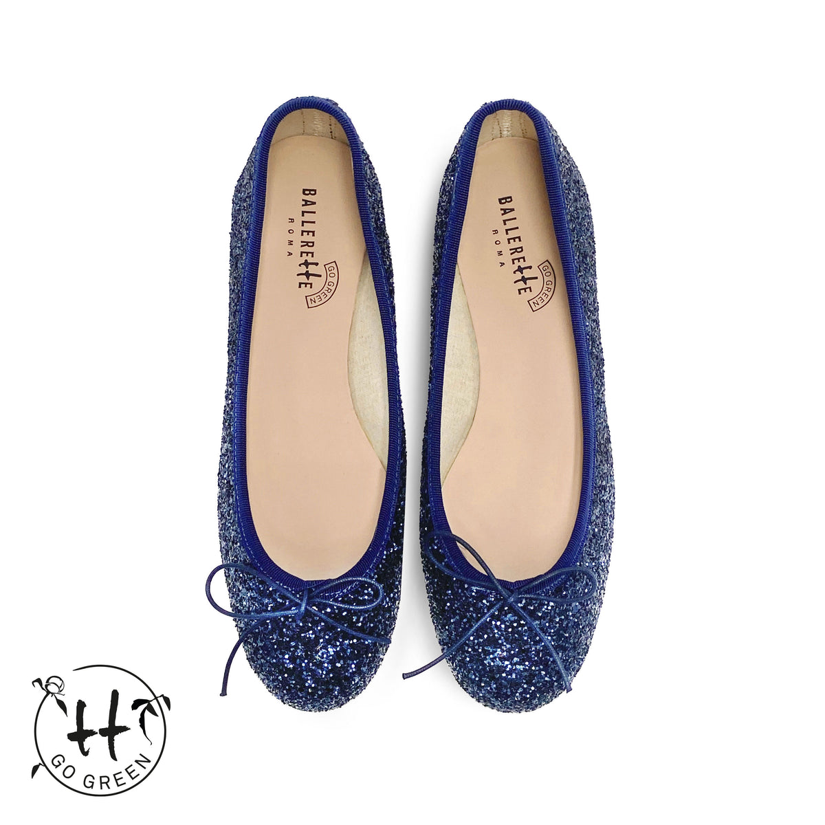 TT GO GREEN Collection - Ballerine glitterate blu in tessuto ECO