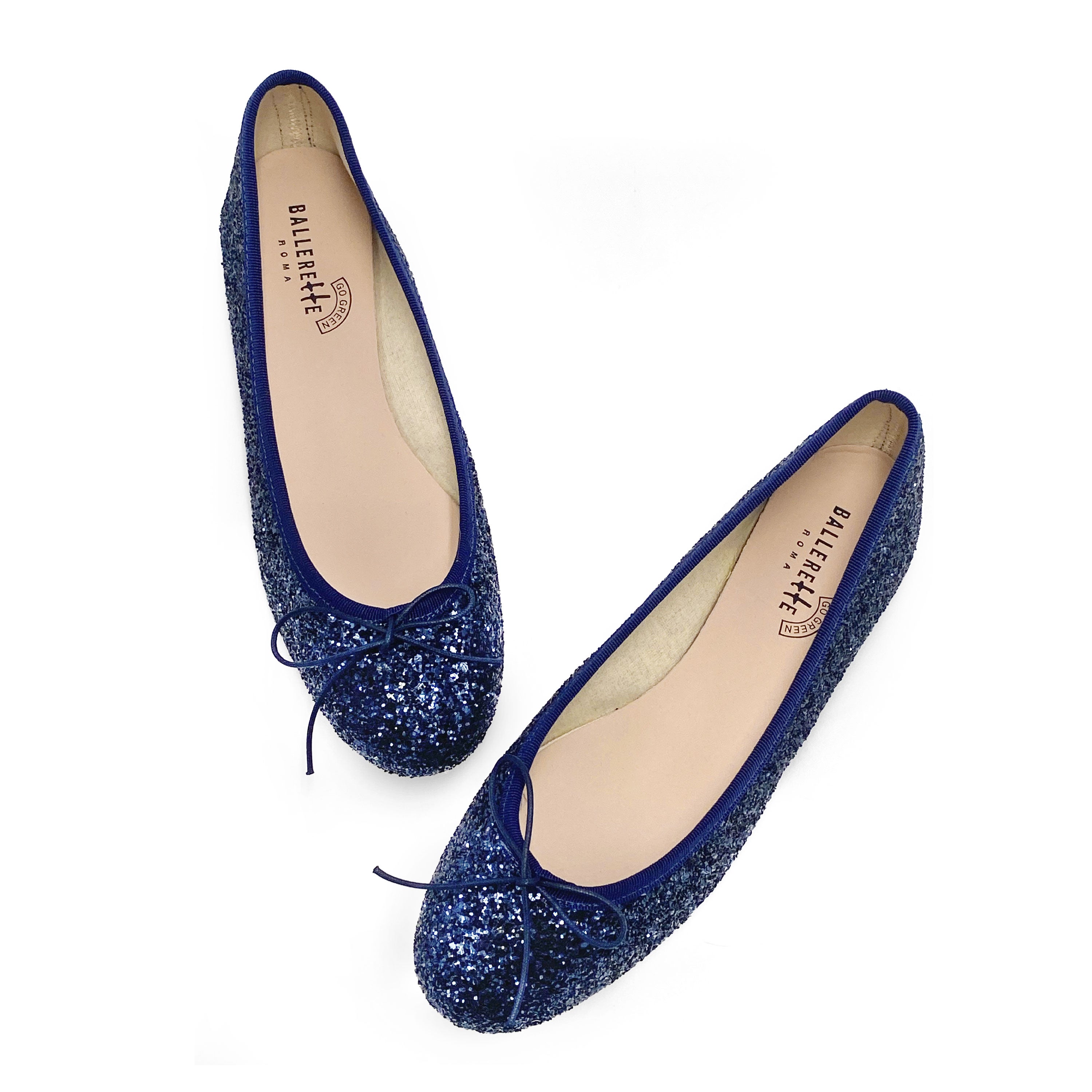 TT GO GREEN Collection - Ballerine glitterate blu in tessuto ECO