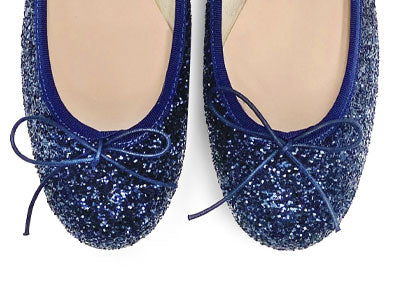 TT GO GREEN Kollektion - Blaue Glitzer-Ballerinas aus ECO-Stoff