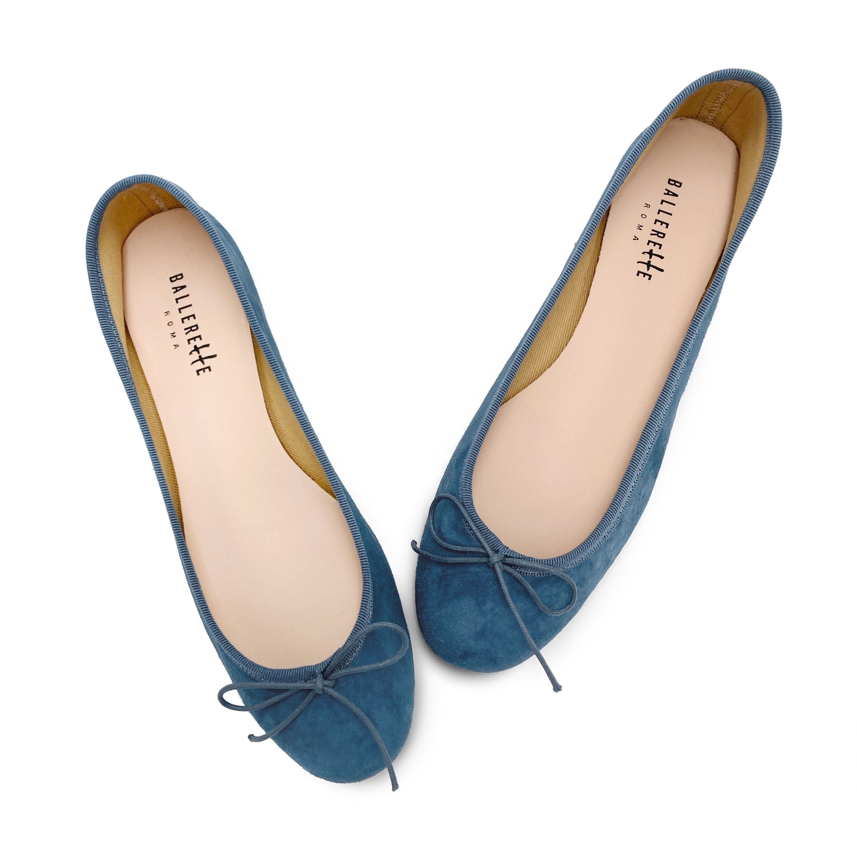 Ballerine blu ceruleo in camoscio