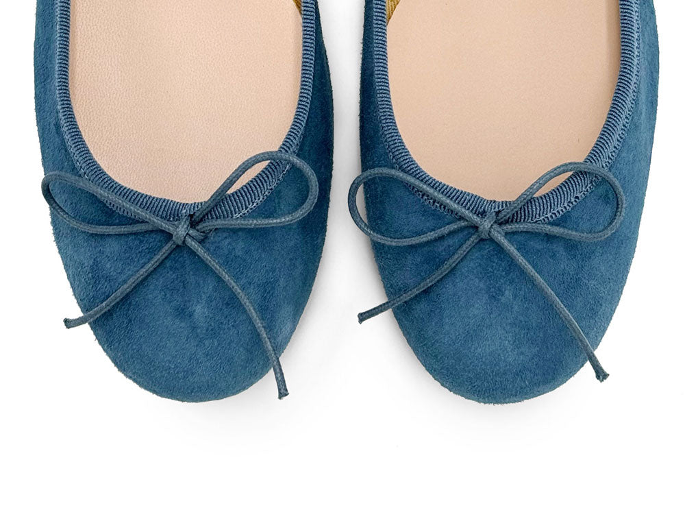 Ballerine blu ceruleo in camoscio