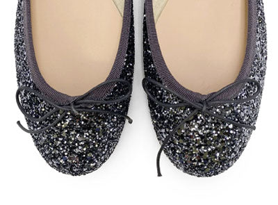 TT GO GREEN Kollektion - Eisenfarbe Glitzer-Ballerinas aus ECO-Stoff