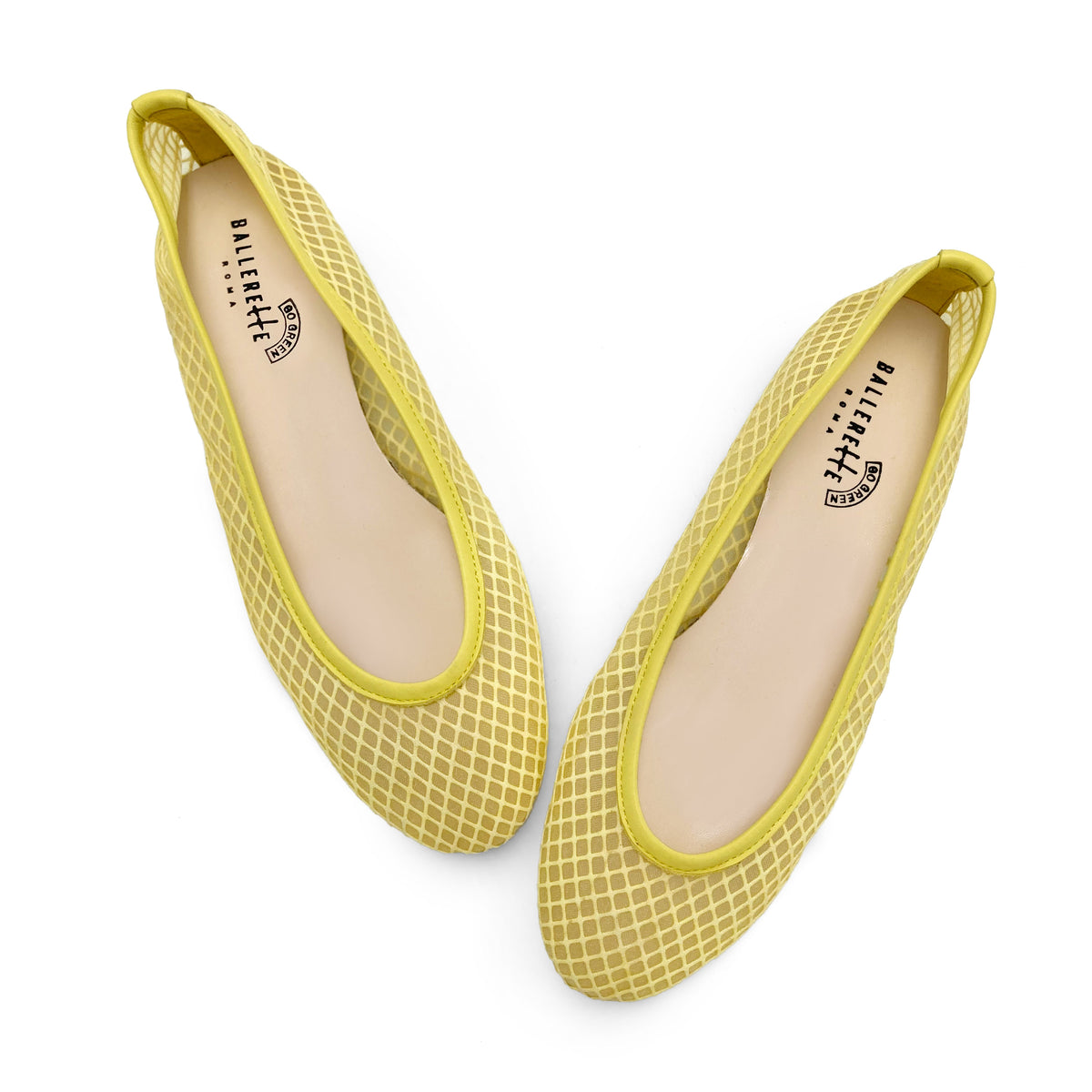 TT Go Green - Ballerines jaune en tissu mesh eco-recyclé transparent