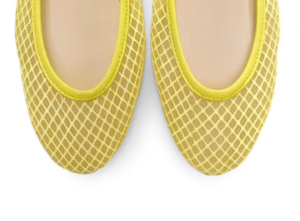 TT Go Green - Ballerines jaune en tissu mesh eco-recyclé transparent