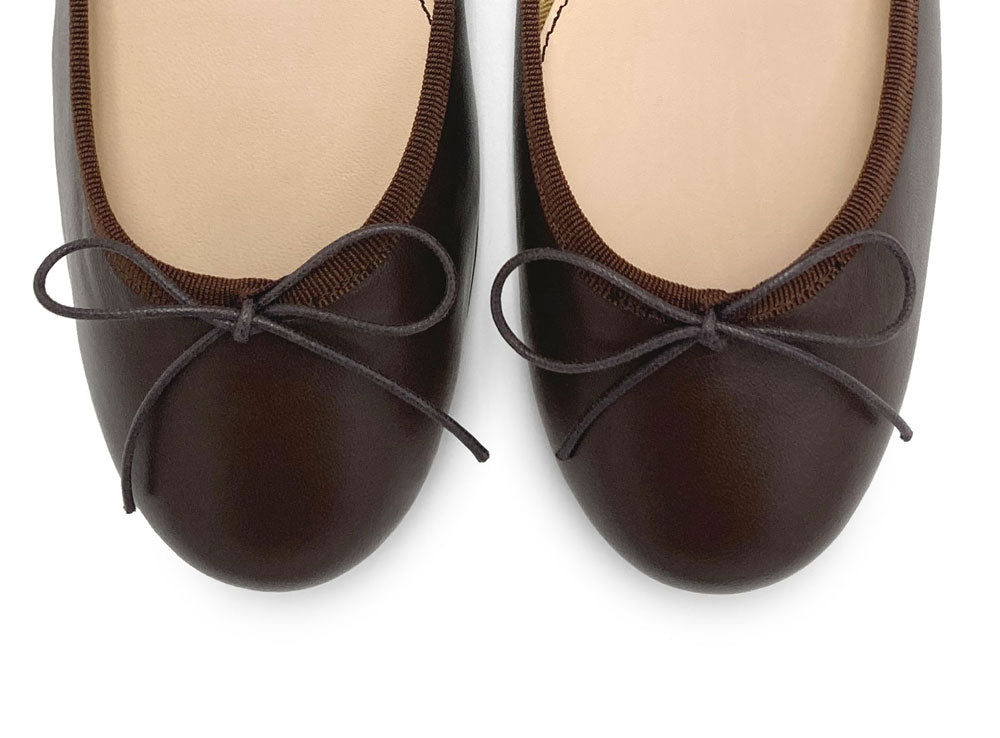 Ballerine in pelle marroni testa di moro