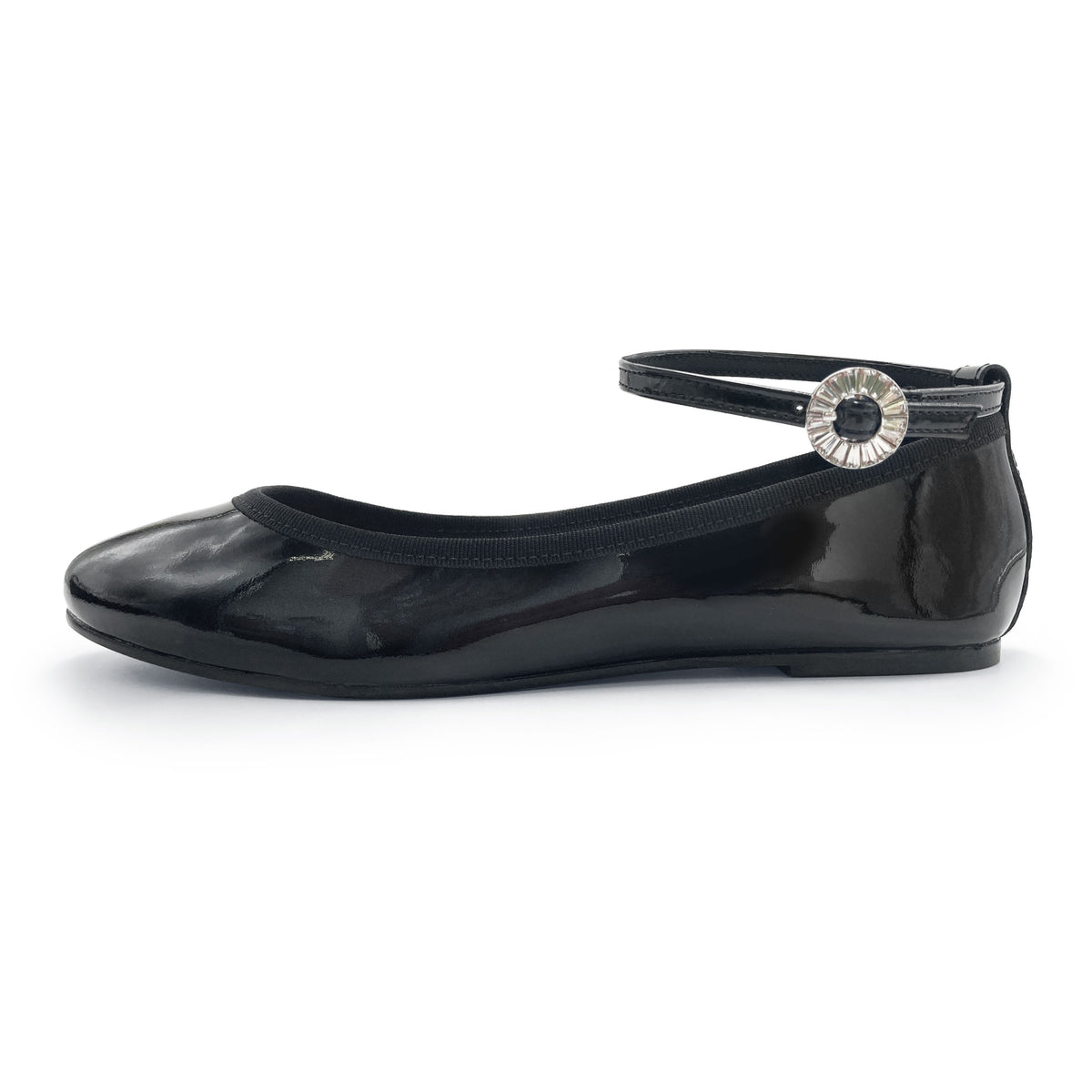 Ballerine nere in vernice con cinturino gioiello