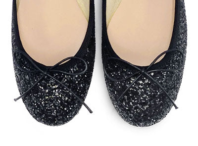 TT GO GREEN Kollektion - Schwarze Glitzer-Ballerinas aus ECO-Stoff