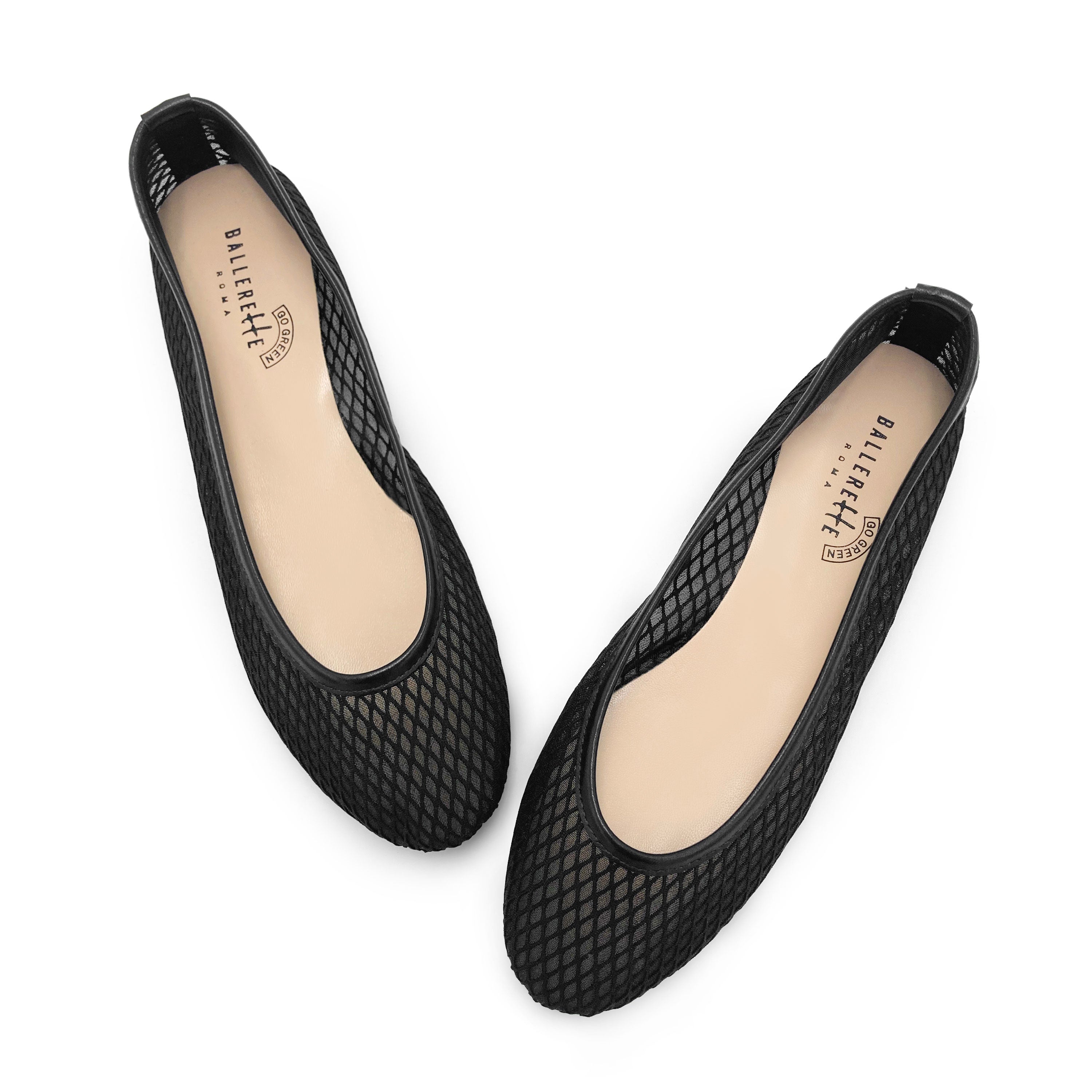 TT Go Green - Ballerines noir en tissu mesh eco-recyclé transparent