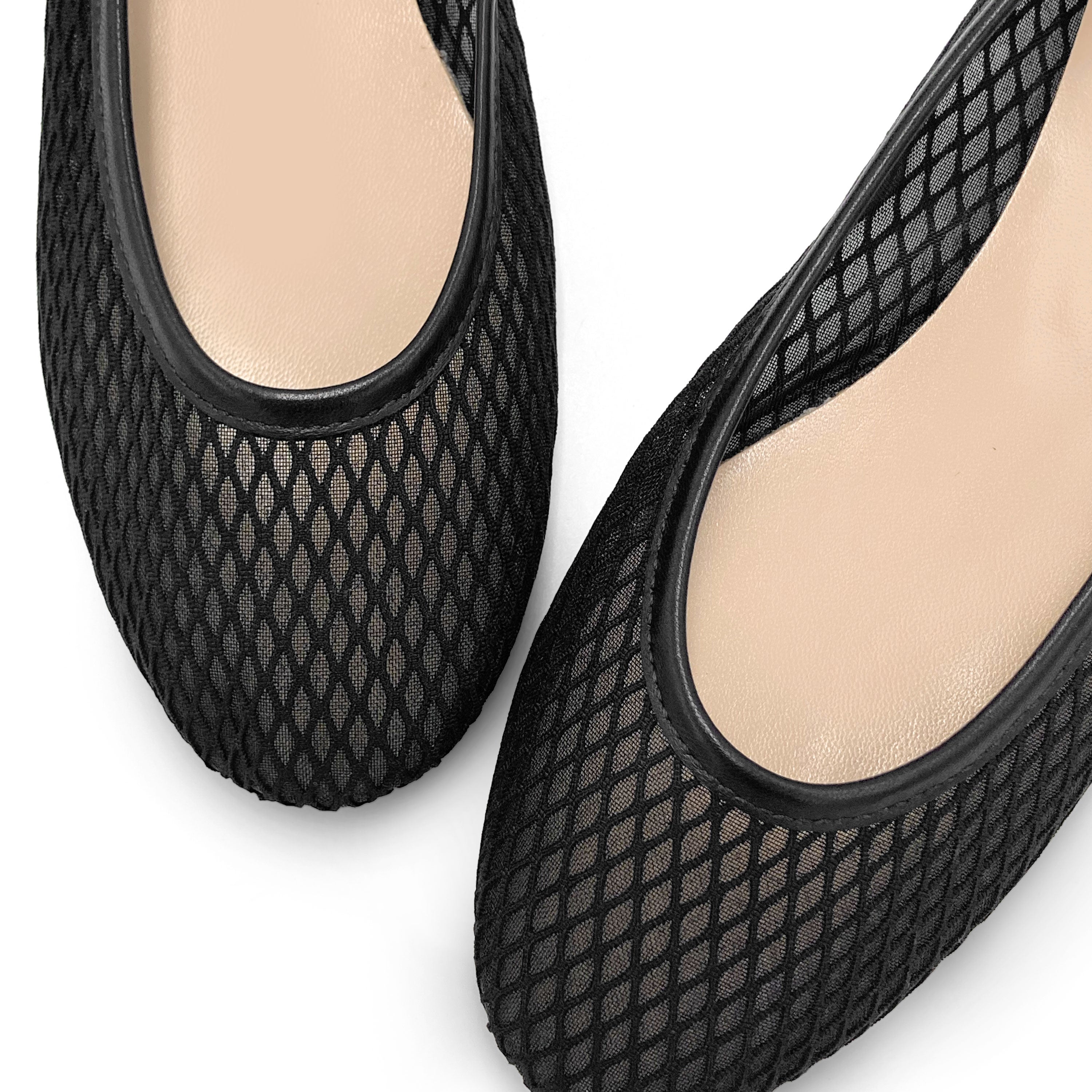 TT Go Green - Ballerines noir en tissu mesh eco-recyclé transparent