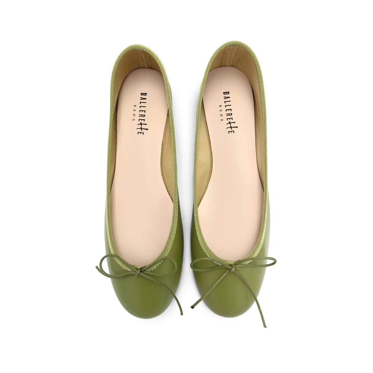 Ballerines en cuir vert olive
