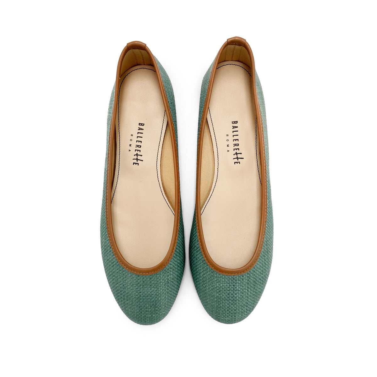 Ballerine estive verdi in rafia
