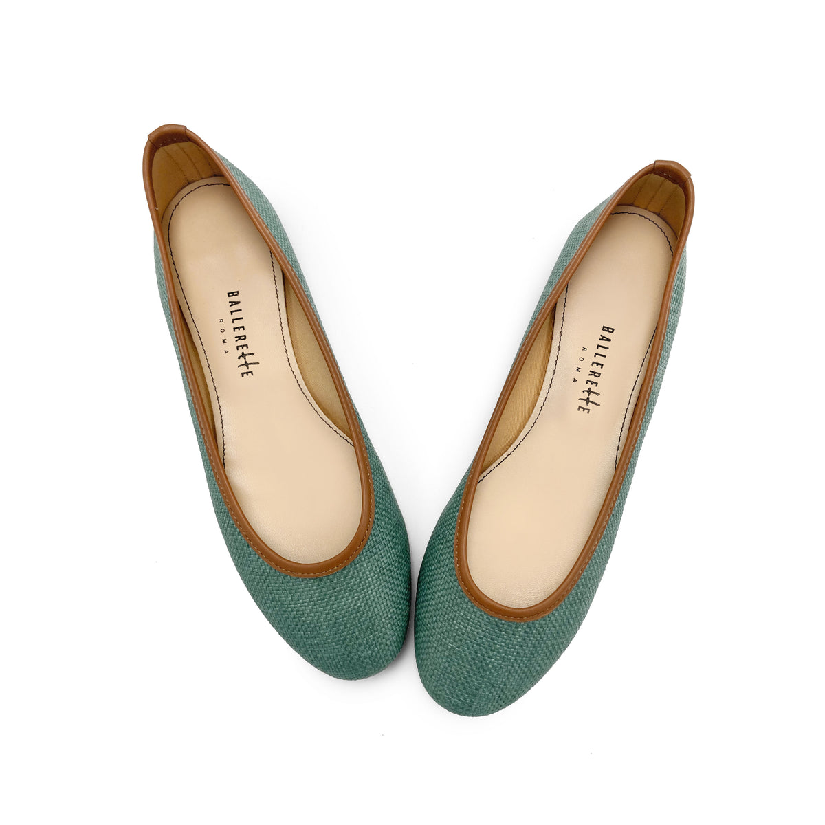 Ballerine estive verdi in rafia