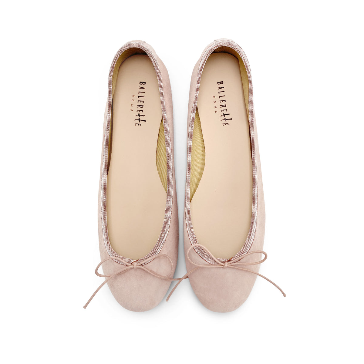 Rosafarbene Wildlederballerinas