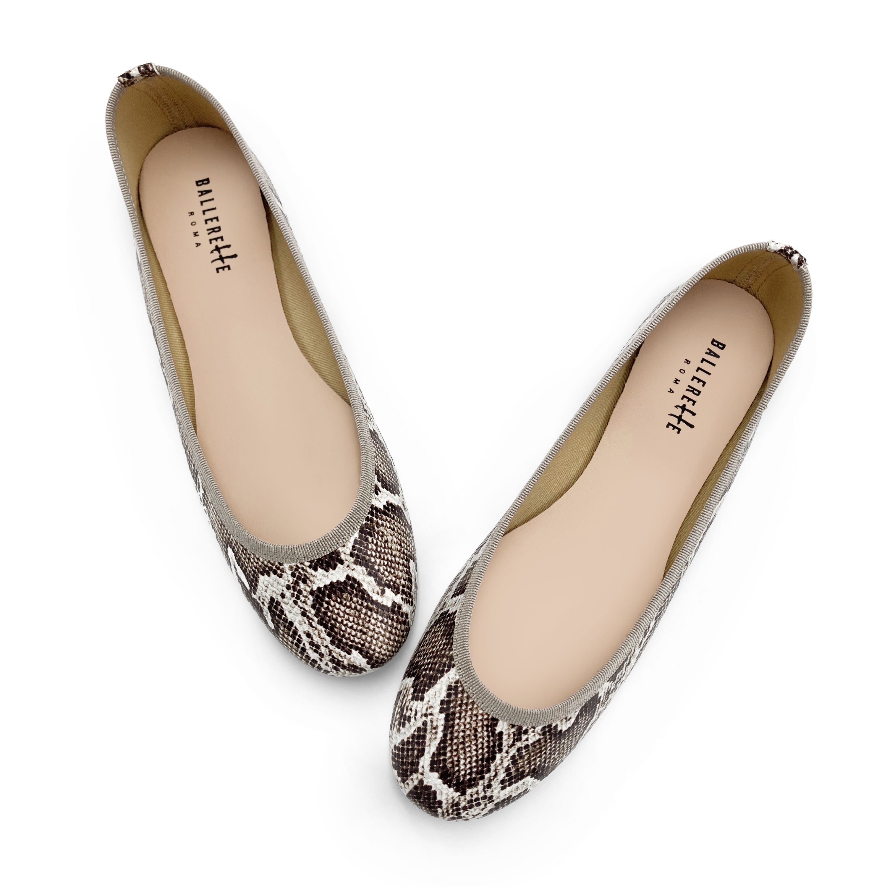 Ballerine animalier pitonate in pelle