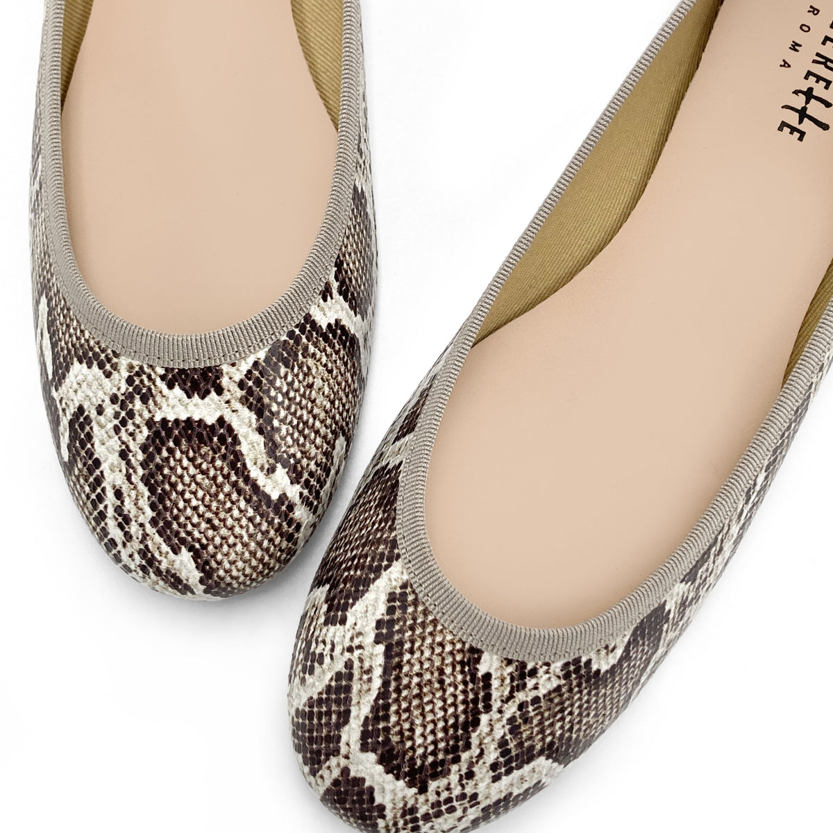 Ballerine animalier pitonate in pelle