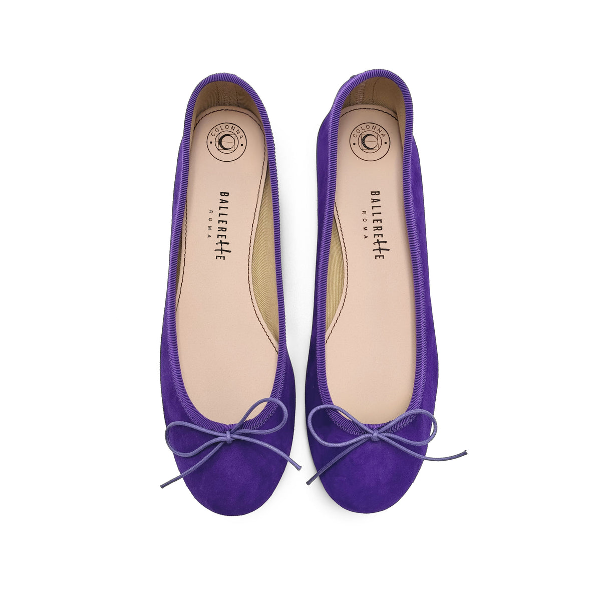 Lila Wildlederballerinas