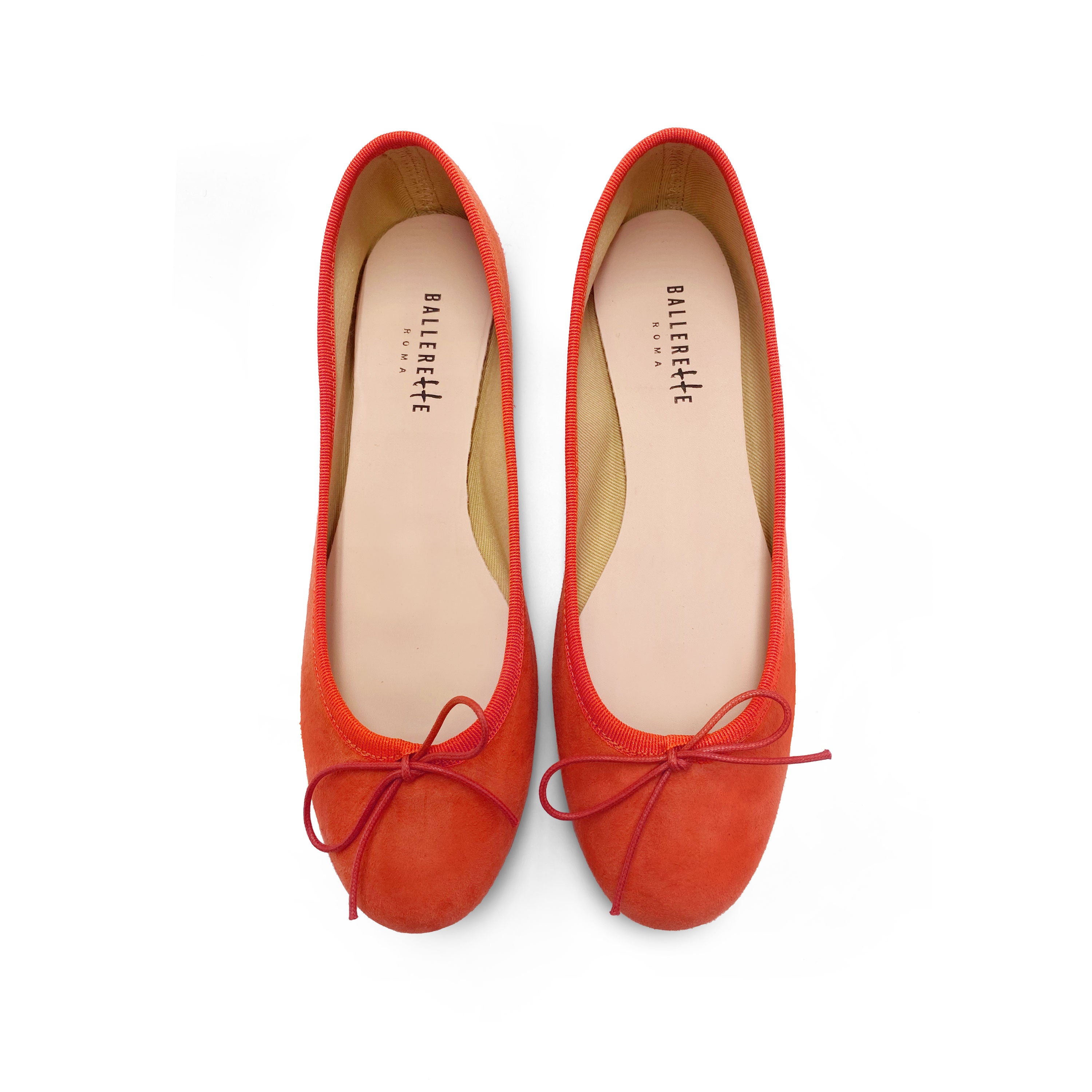 Kürbisfarbene Wildlederballerinas