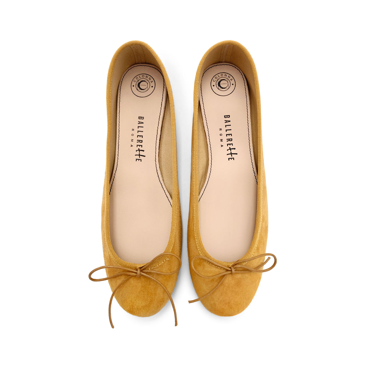 Mustard yellow suede ballet flats
