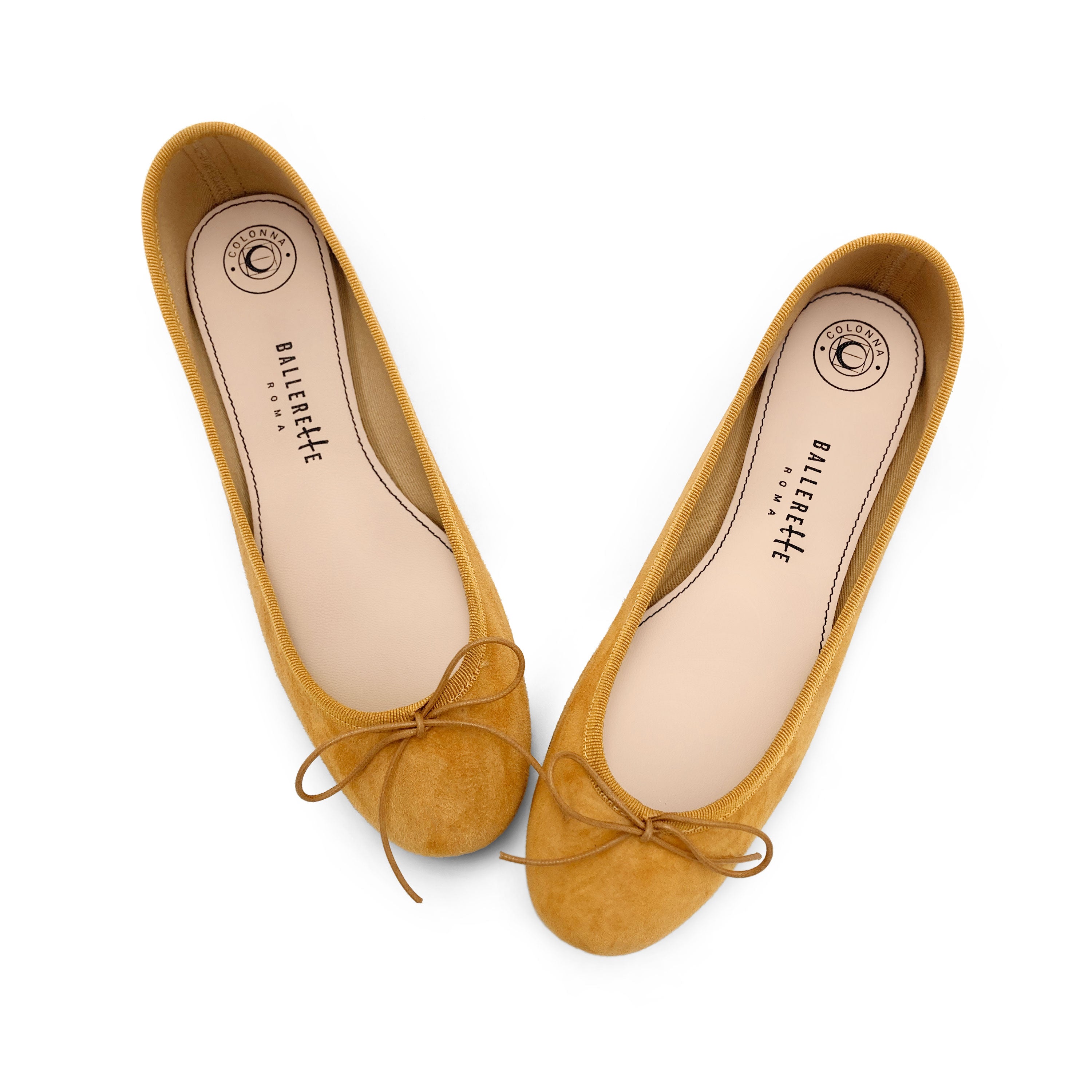Mustard yellow suede ballet flats