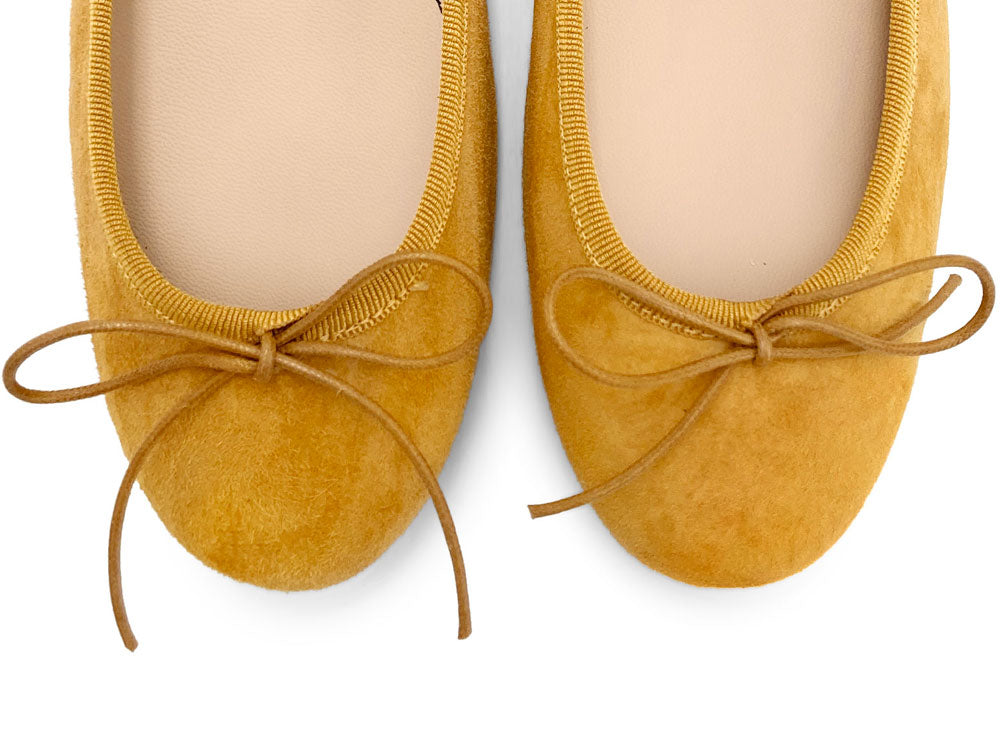 Mustard yellow suede ballet flats